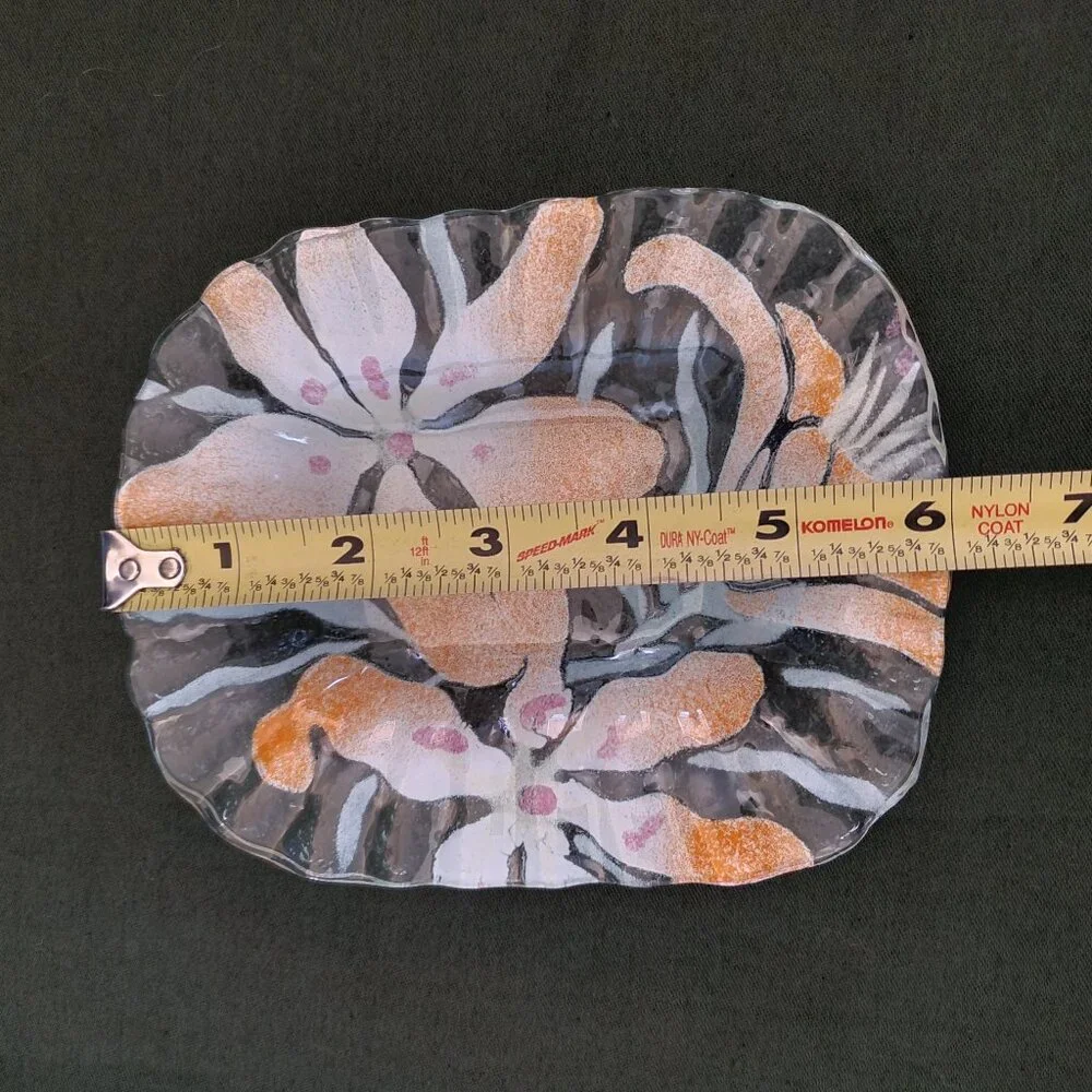 Fused Glass Trinket Dish Floral Art Glass Soap Dish